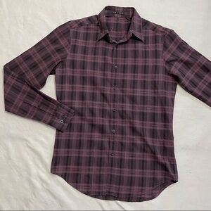 Theory Plaid Long Sleeve Cotton Shirt Size S
